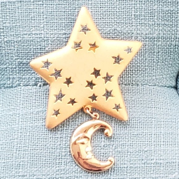 Vintage Star Moon Brooch - Picture 1 of 2
